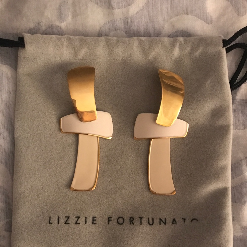 Lizzie Fortunato Gold and White Earrings